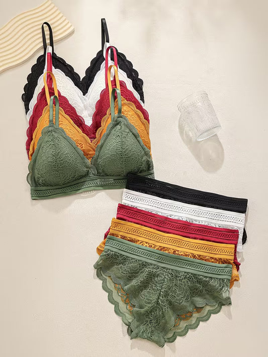 Pack of 5 Women's Bra & Panty Set – Soft Comfortable Everyday Lingerie Combo