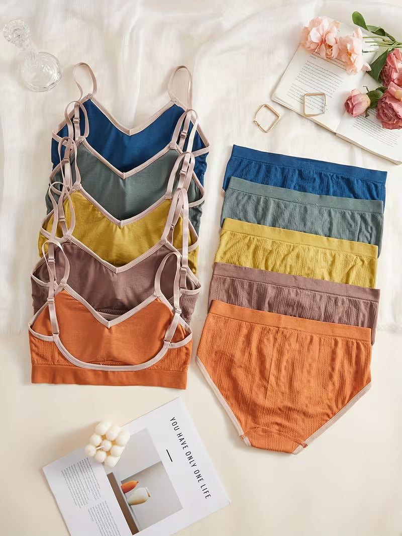 Pack of 5 Women's Bra & Panty Set – Soft Comfortable Everyday Lingerie Combo